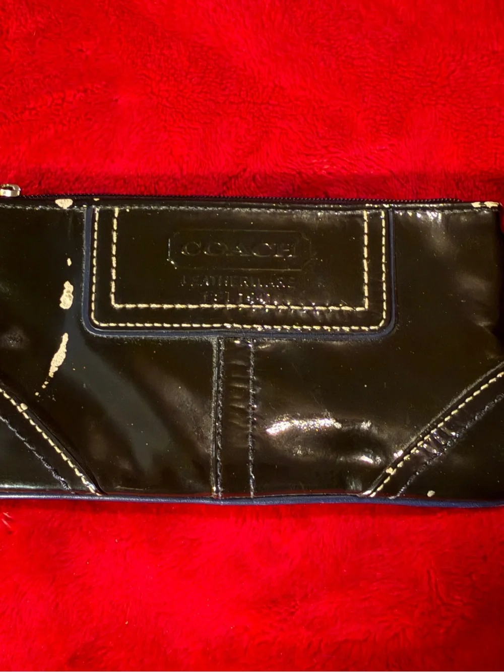 COACH Vintage Black Patent Leather Wristlet Clutch Pouch